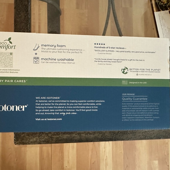 NWT Mens Isotoner Eco Comfort Memory Foam House Shoes in XXL (size 13-14) - Picture 3 of 6